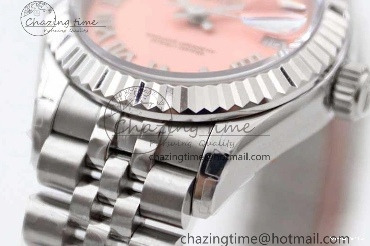 0403 ComfortFit Lady DateJust 28 SS TWF 1:1 Best Edition 904L Steel Pink Dial Roman Markers on President Bracelet NH 2183